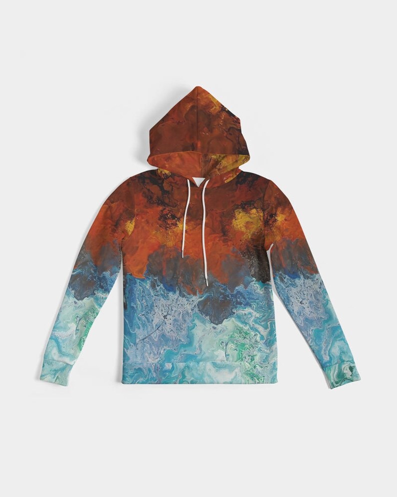 Women/'s Hoodie Volcano Waterfall