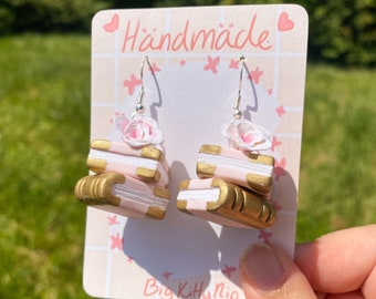 Floral Book Stack Earrings | Polymer Clay | Handmade Jewelry | Dangle Earrings | Gift for Book Lovers | Book Worm | Elegant | Nickel Free