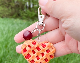Heart Cherry Pie Polymer Clay Keychain | Sweetheart’s Day | Handmade ...