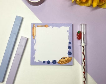 Blueberry Pie Memo Pad | Cute Dessert Notepad | Journaling | Scrapbooking | Kawaii Stationery | Cute Office Supplies | Small Notes | 3x3in