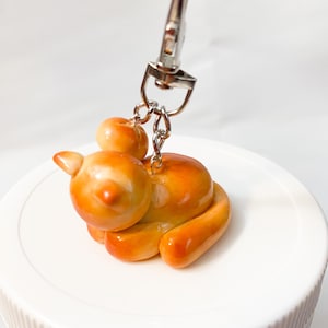 Kitty Cat Bread Loaf Polymer Clay Keychain | Desk Buddy | Desk Friend | Kawaii Food Keychain | Cute Gift Idea | Handmade Accessory