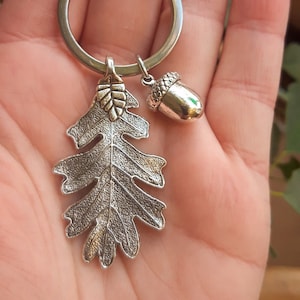 BESTSELLER!Large Acorn, Oak, Large Oak leaf Keyring*Stainless steel*