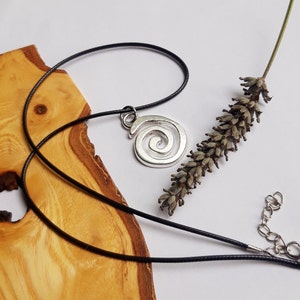 BESTSELLER! Spiral pendant Necklace*Black or Brown thong lobster clasp*gift pouch*free gift message*