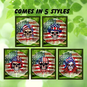 Skull and flag wind spinner / 8 inch  / garden decor / outdoor decoration / USA wind spinners