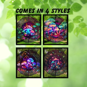 Mushroom Psychedelic  wind spinner / mushroom watercolor spinner / 8 inch  / garden decor / outdoor decoration