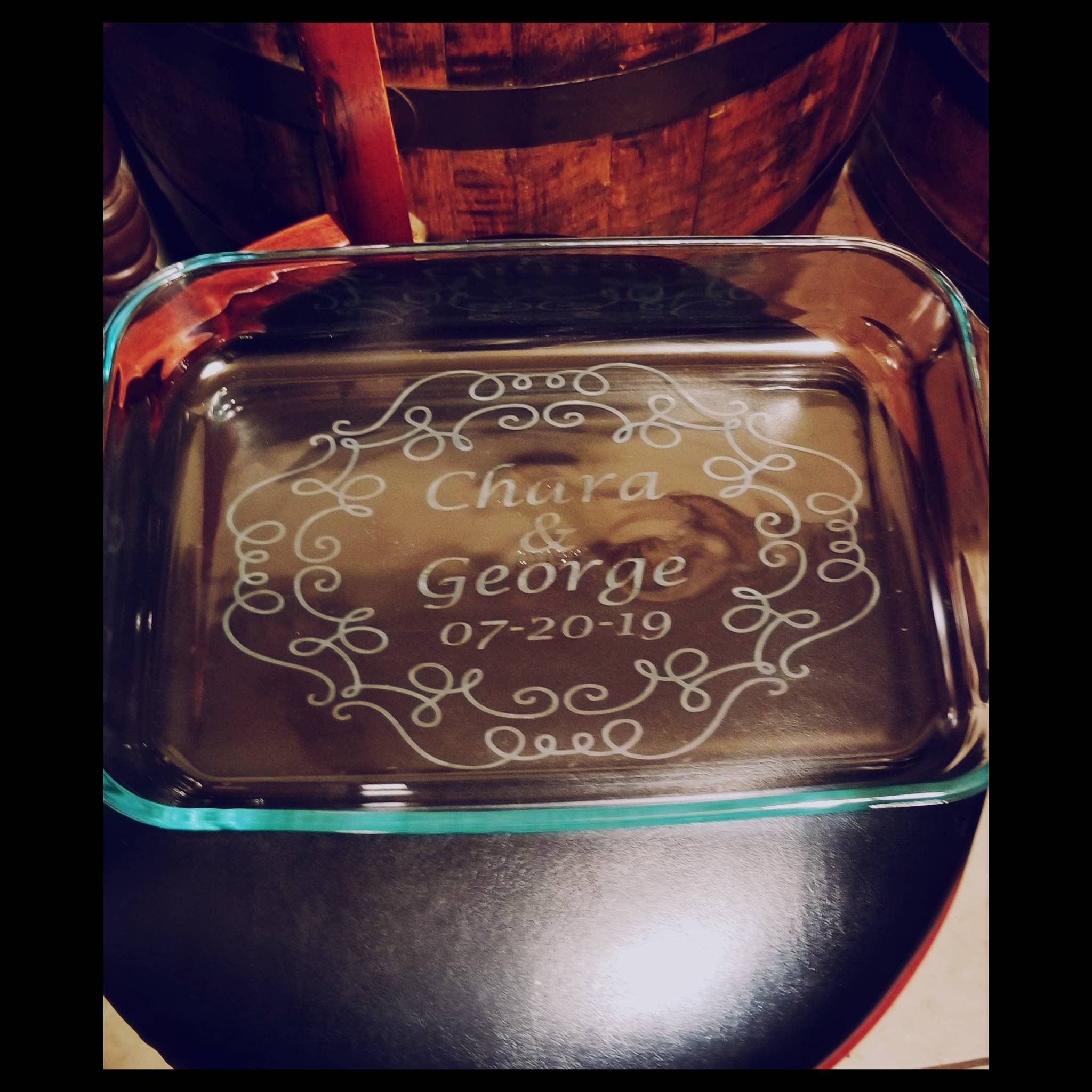 Etched Casserole Dish / Wedding Gift/ Personalized Casserole Dish ...