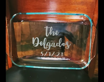 Etched casserole dish / wedding gift/ personalized casserole dish / 9x13 casserole dish