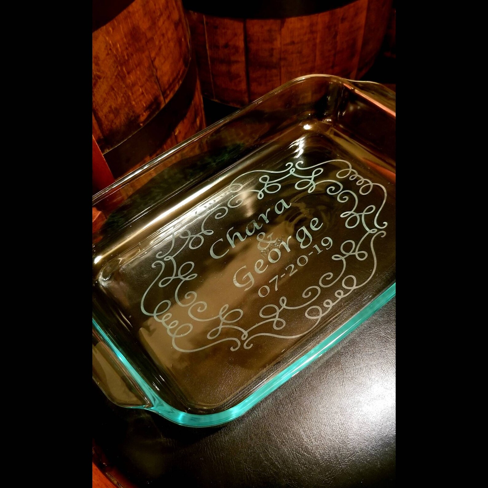 Etched Casserole Dish / Wedding Gift/ Personalized Casserole Dish ...
