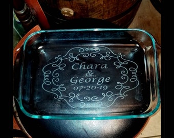 Etched casserole dish / wedding gift/ personalized casserole dish / 9x13 casserole dish