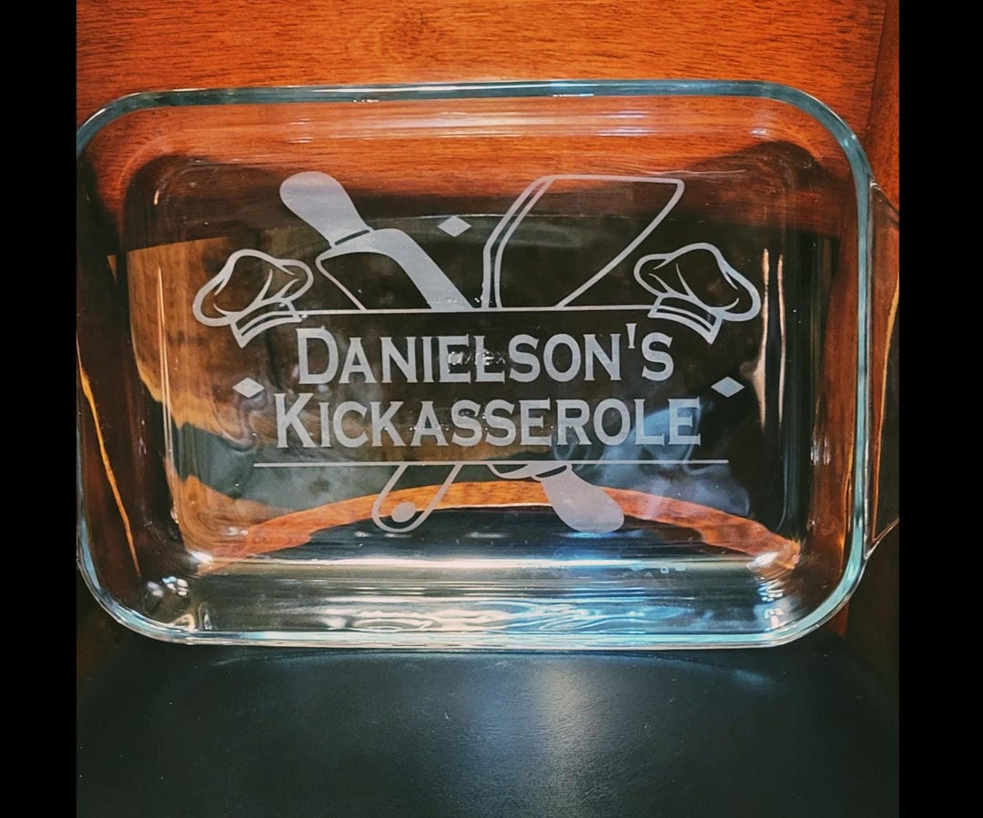 Personalized Etched Casserole Dish, Family Name Kickasserole Chef Hat ...