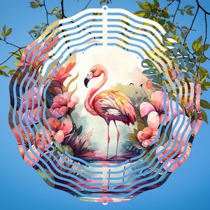 Flamingo Pink wind spinner / 8 inch  / garden decor / outdoor decoration