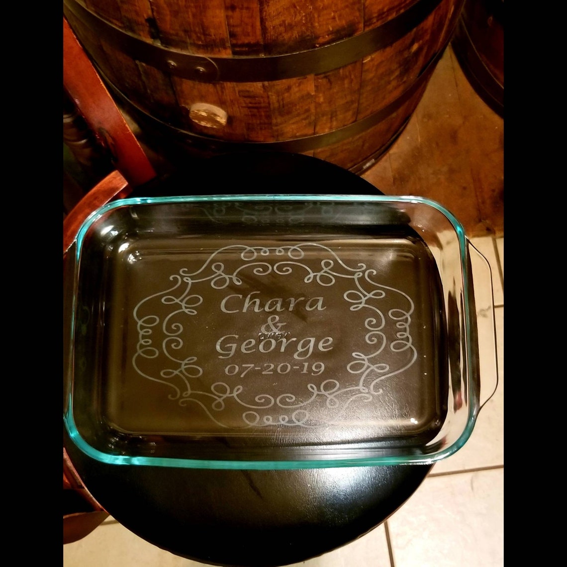 Etched Casserole Dish / Wedding Gift/ Personalized Casserole Dish ...