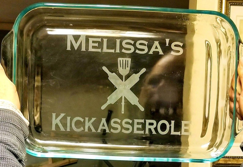 Kickasserole Etched casserole dish / kick ass casserole/ image 0
