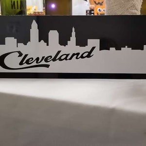 Cleveland skyline aluminum sign / man cave sign / Cleveland OH / CLE sign / Home bar