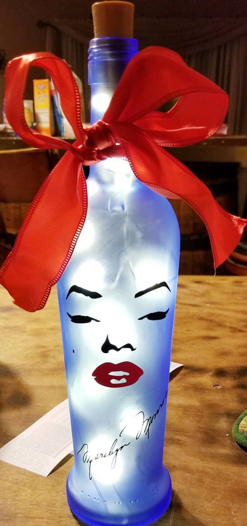 Marilyn Monroe Light up Wine Bottle Upcycled Wine Bottle Etsy
