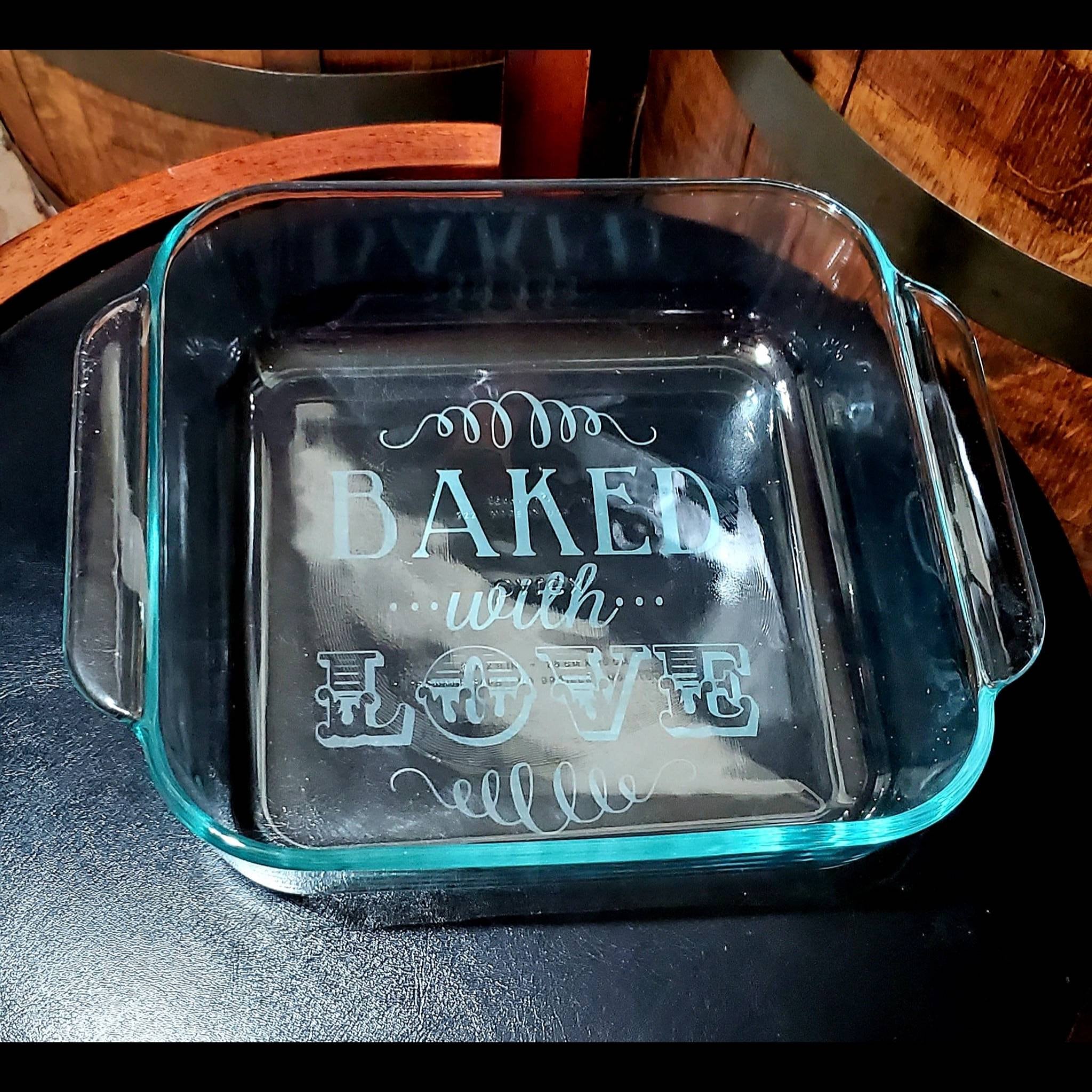 Baked With Love Etched Casserole Dish / Baking Gift / 8x8 Casserole ...