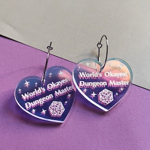 World&#39;s Okayest Dungeon Master Earrings, DND earrings, Dungeon Master Gift, DM Jewelry, it’s fine, D20 Dice, Roll for initiative,