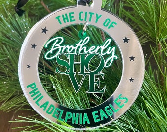 Brotherly shove ornament, Philly football Ornament, Philadelphia football, Philadelphia Lincoln financial field, Christmas Gift
