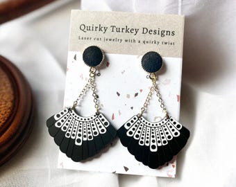 RBG Earrings, Dissent earrings, feminist gift, women belong in all places, protest jewelry, resist earrings, Ruth Bader Ginsburg, RBG gift