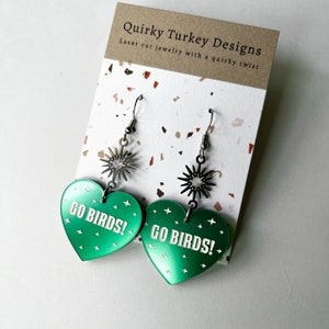 Go Birds Earrings / Philly Fan Jewelry / Philly Football Earrings / Football Fan Gift / Philadelphia Sports / Philly Christmas Gift