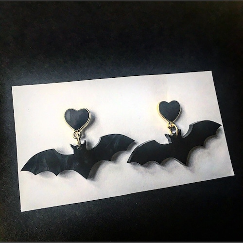 Cute Black Bat Earrings Etsy