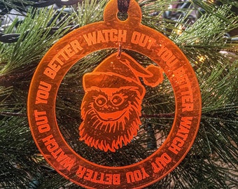 Gritty Ornament You Better Watch Out, Philadelphia ornament, Philly Christmas gift, flyers fan Christmas, gritty Christmas, Philly sports