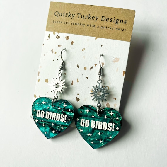 Go Birds Earrings / Philly Fan Jewelry / Philly Football Earrings / Football Fan Gift / Philadelphia Sports / Philly Christmas Gift