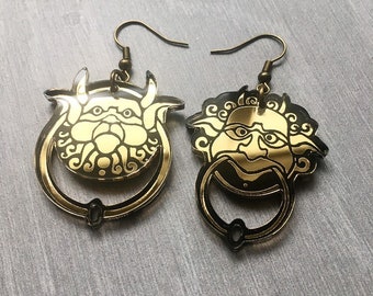 Labyrinth door knocker earrings