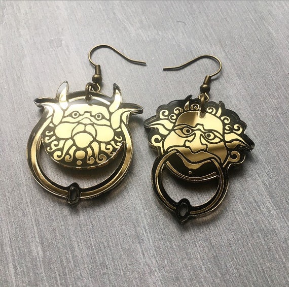 Labyrinth Door Knocker Earrings Etsy