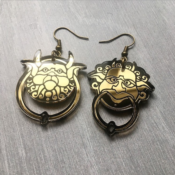 Labyrinth door knocker earrings