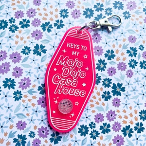 Dream house keychain, retro house keychain, mojo dojo casa house, quirky keychain, pink girly keychain, kenergy, stocking stuffer