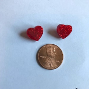 Red heart stud earrings