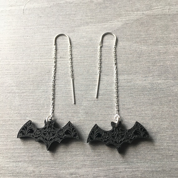 Pipistrello Ali Goccia .925 Argento Sterling Gancio Orecchini