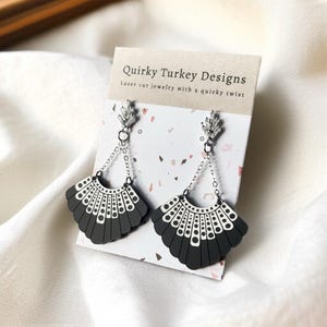 RBG Earrings, Dissent earrings, feminist gift, women belong in all places, protest jewelry, resist earrings, Ruth Bader Ginsburg, RBG gift