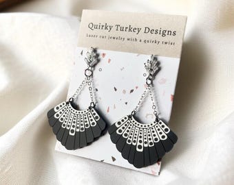RBG Earrings, Dissent earrings, feminist gift, women belong in all places, protest jewelry, resist earrings, Ruth Bader Ginsburg, RBG gift