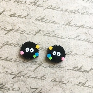Soot Sprite stud earrings, sterling silver, Totoro earrings, studio ghibli earring, Anime gift, Anime Earrings, Friend Gift, Anime lover