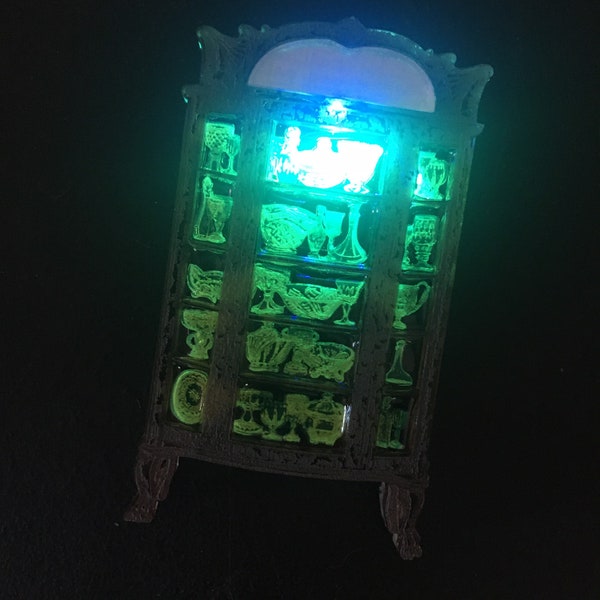 Uranium Glass Curio Cabinet Brooch