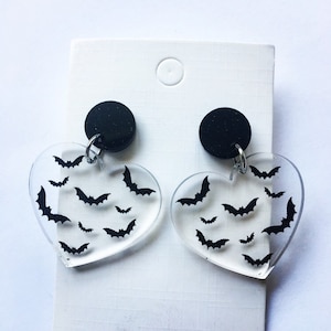 Bat earrings | Bat hearts | bat lover | goth earrings | sterling silver | hypoallergenic earrings