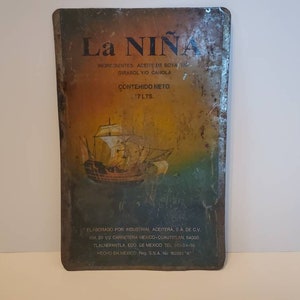Vintage Rare La Niña Mexico Cooking Canola Oil Tin Advertising SIGN 13x9 inches