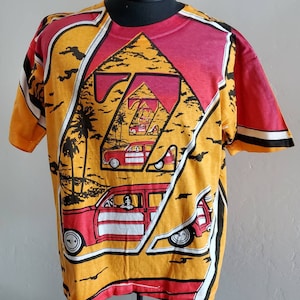 Vintage JIMMY'Z Woody Wagon All Over Print T-Shirt NWT Sz Medium Holy Grail!!