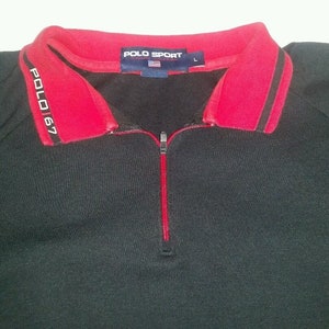 Vintage Polo Sport 67 Ralph Lauren Mens Large 1/4 Zip SS Polo Shirt Soft