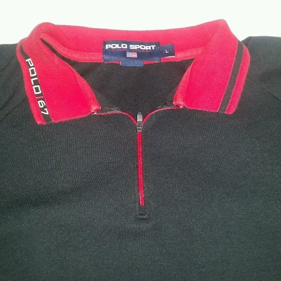 Vintage Polo Sport 67 Ralph Lauren Mens Large 1/4 Zip SS Polo