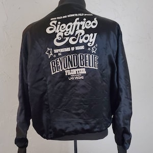 Vintage 80’s Siegfried & Roy Frontier Las Vegas Satin Bomber Jacket Sz XL