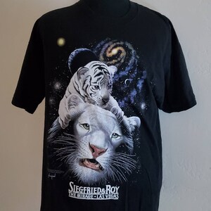 Vintage Siegfried & Roy Tigers Las Vegas Galaxy Universe Space T-Shirt Large