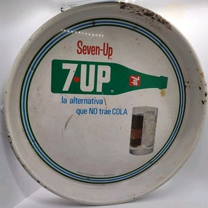Vintage Rare Mexico Seven Up 7 Up Soda Metal Tray Cola Serving Bar Spanish