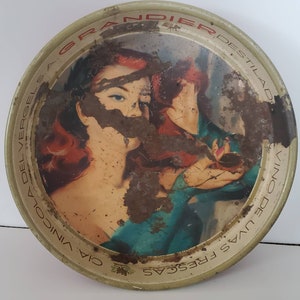 MEXICO Vinicola del Vergel Courvoisier GRANDIER Wine Metal Tray Restaurant Bar