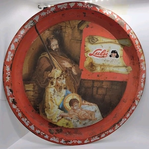 1950s Lulu 13" Mexican Soda Baby Jesus Christmas Holy Night Serving Tray