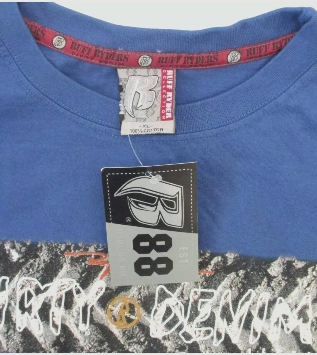 DMX Vintage Ruff Ryders Dirty Denim Blue T Shirt XL New Official