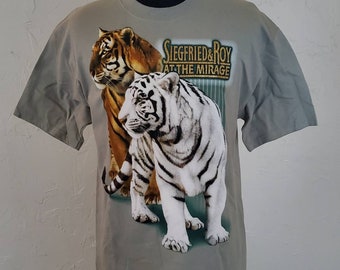 Siegfried & Roy The Mirage Las Vegas T-Shirt Casino Tiger grau grün Sz M NWT