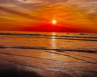 Impression photo Ocean Sunset, passe-partout et signature